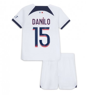 Paris Saint-Germain Danilo Pereira #15 Segunda Equipación Niños 2023-24 Manga Corta (+ Pantalones cortos)